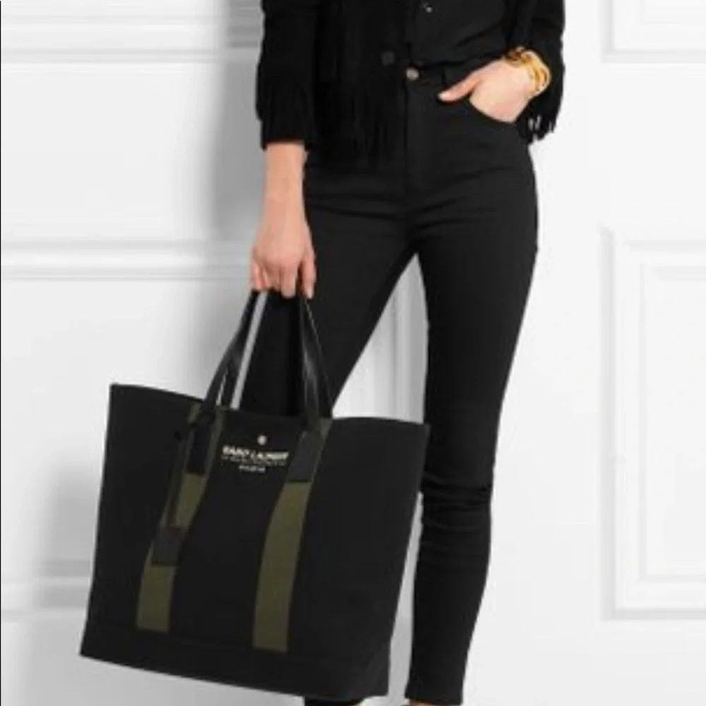 Saint Laurent Black Canvas Tote Bag